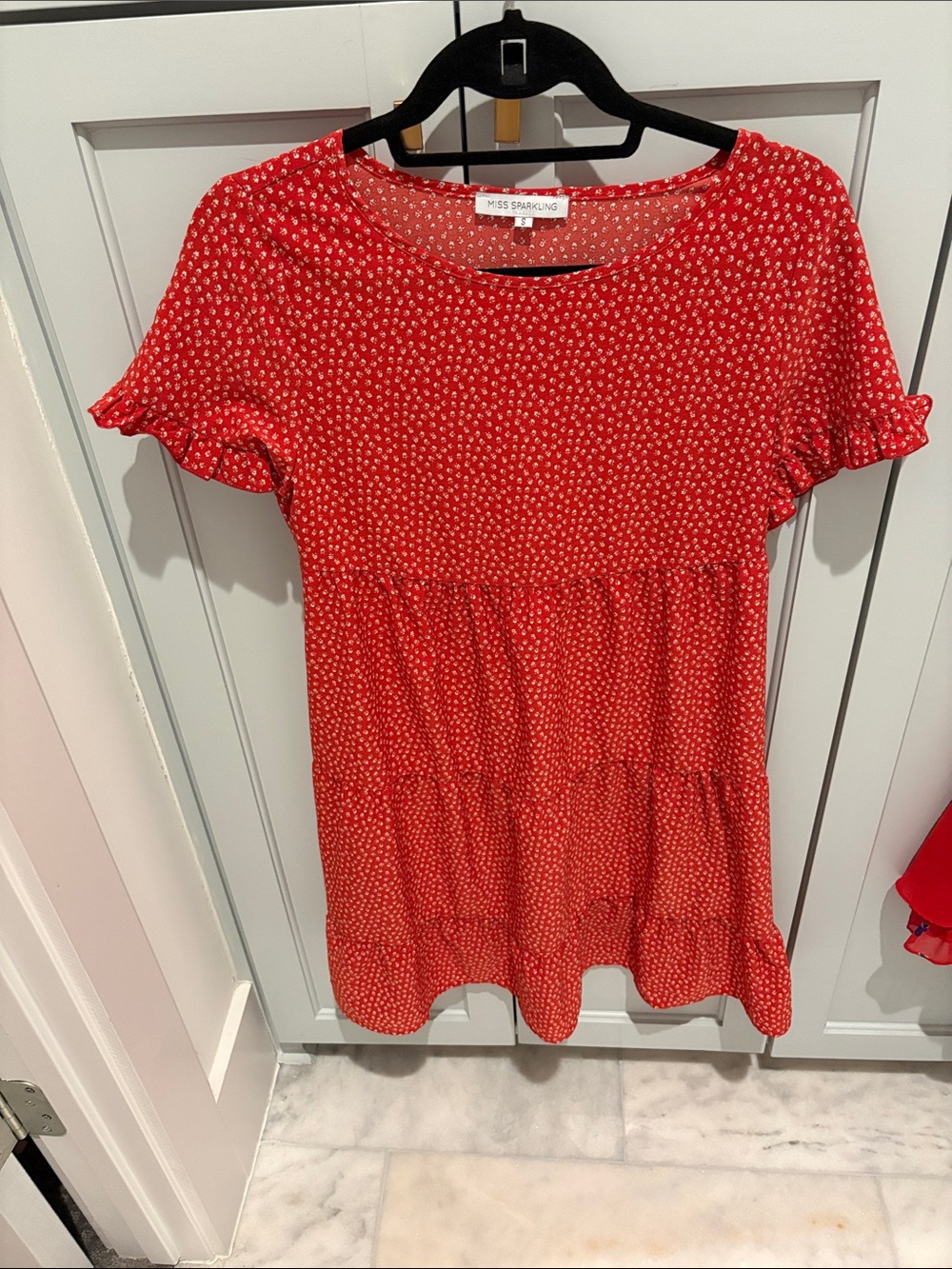 Red Floral Tiered Women's Top